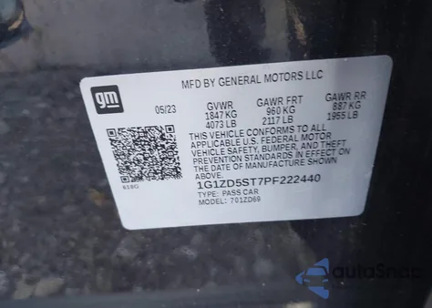 2023 Chevrolet Malibu Fwd 1Lt z USA, uszkodzony, nr VIN 1G1ZD5ST7PF222440